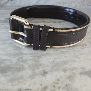 Authentic Burberry Men's Brown Check Leather Belt